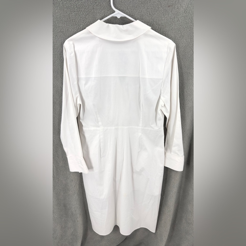 Veronica Beard Cita Shirt Dress Womens Size 12 White Minimalist Ruched Capsule - Picture 4 of 10